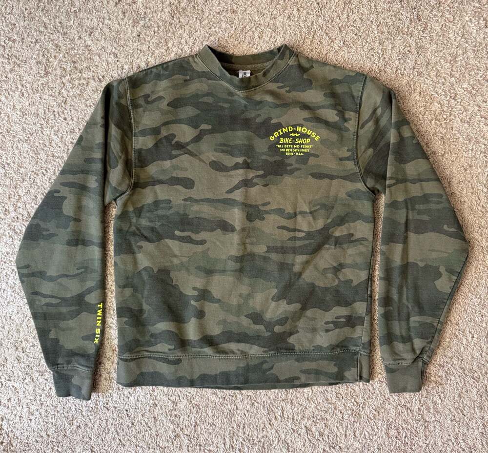 Twin Six Grind-House Bike Shop Camouflage Crewneck Sweatshirt